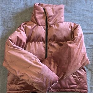 Misguided Cropped Pink Puffer Jacket